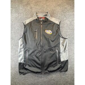 Franchise Club LSU Tigers Mens XXL Full Zip Fleece Lined Vest Black Grey NCAA